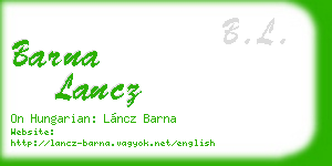 barna lancz business card