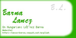 barna lancz business card